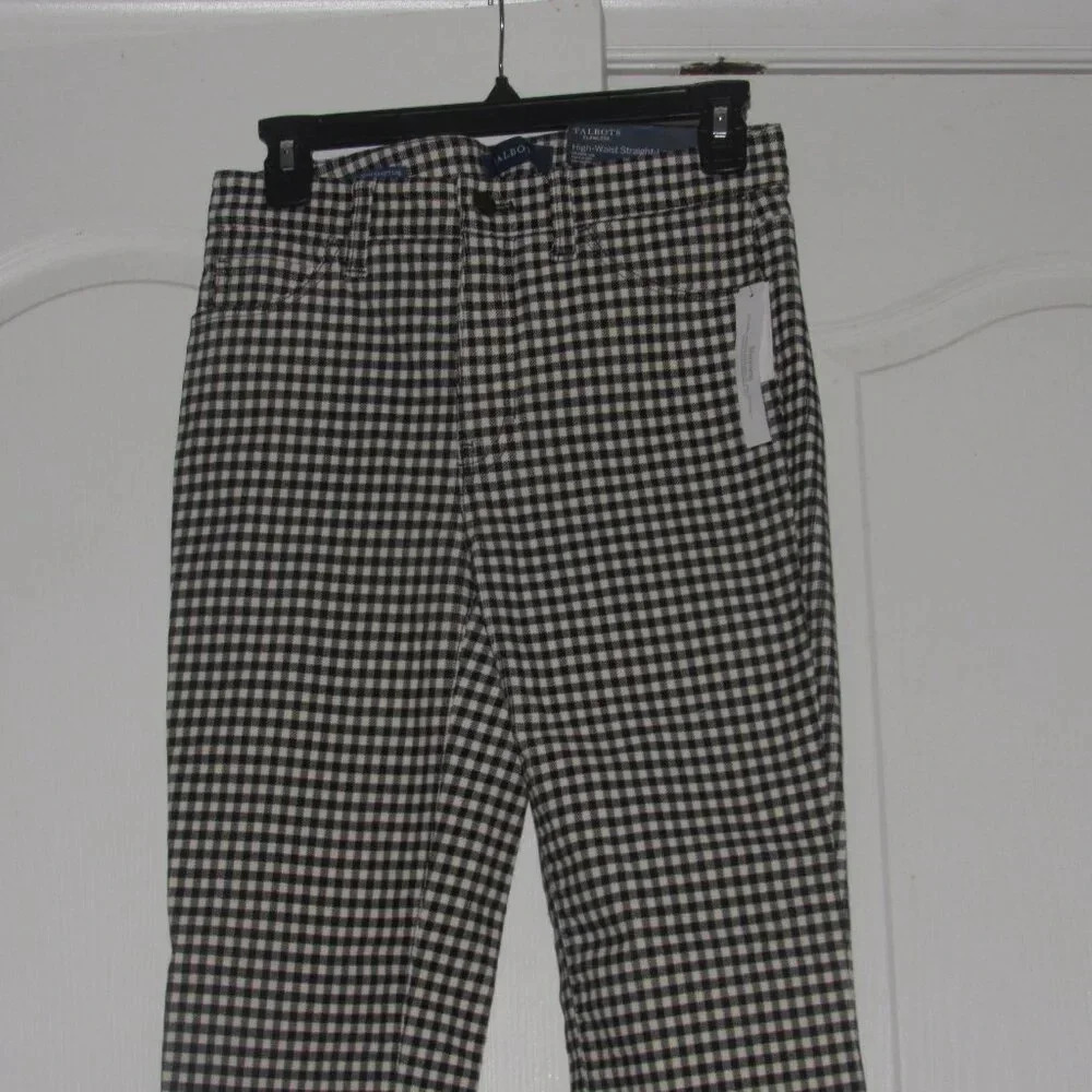 NWT TALBOTS Flawless Slimming High-Waisted Straight Leg Plaid Corduroy Pants 2P - Picture 3 of 8